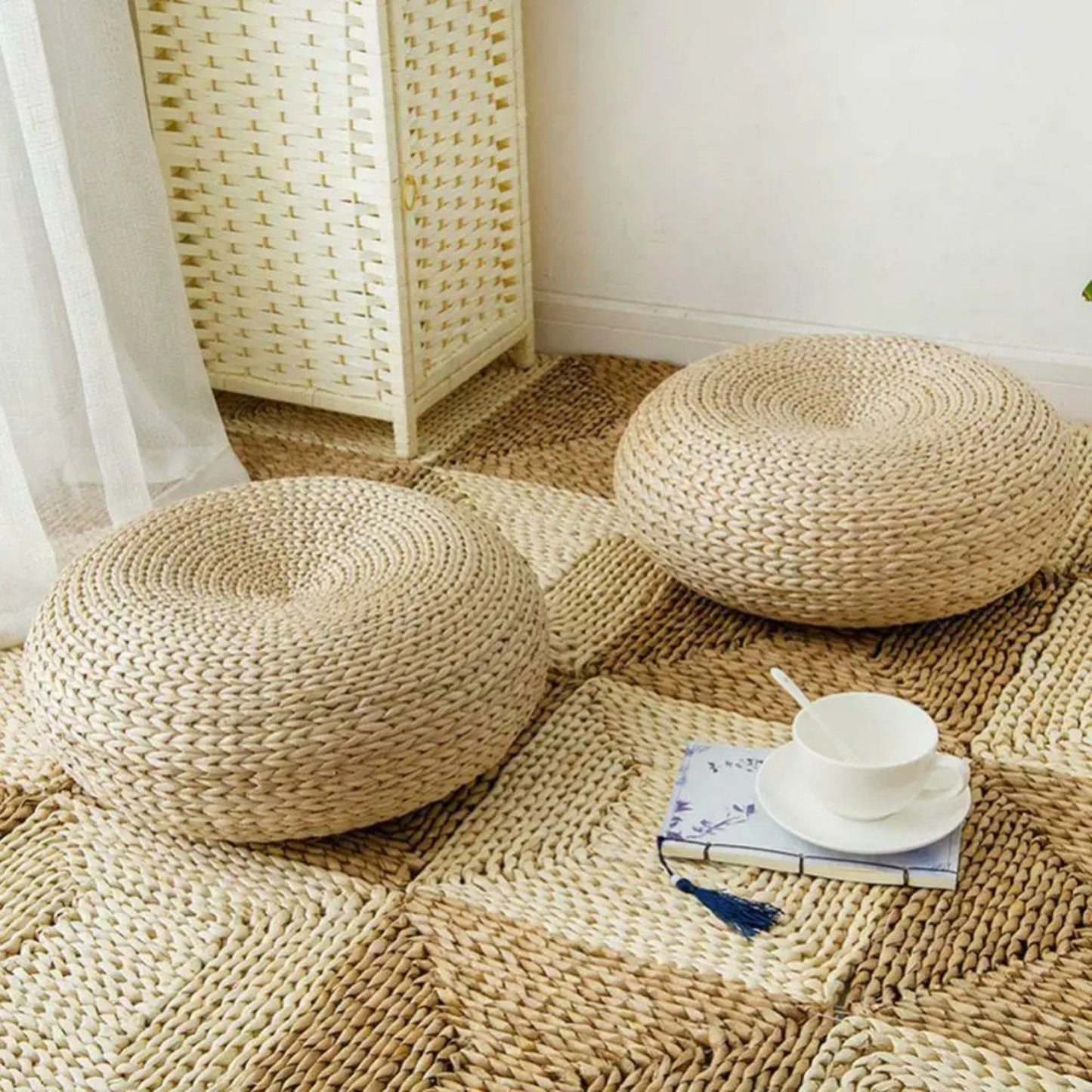 Coussin de méditation rond en style japonais