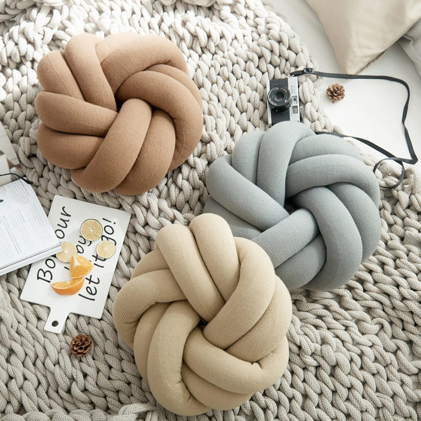 Coussin canapé noeud en coton