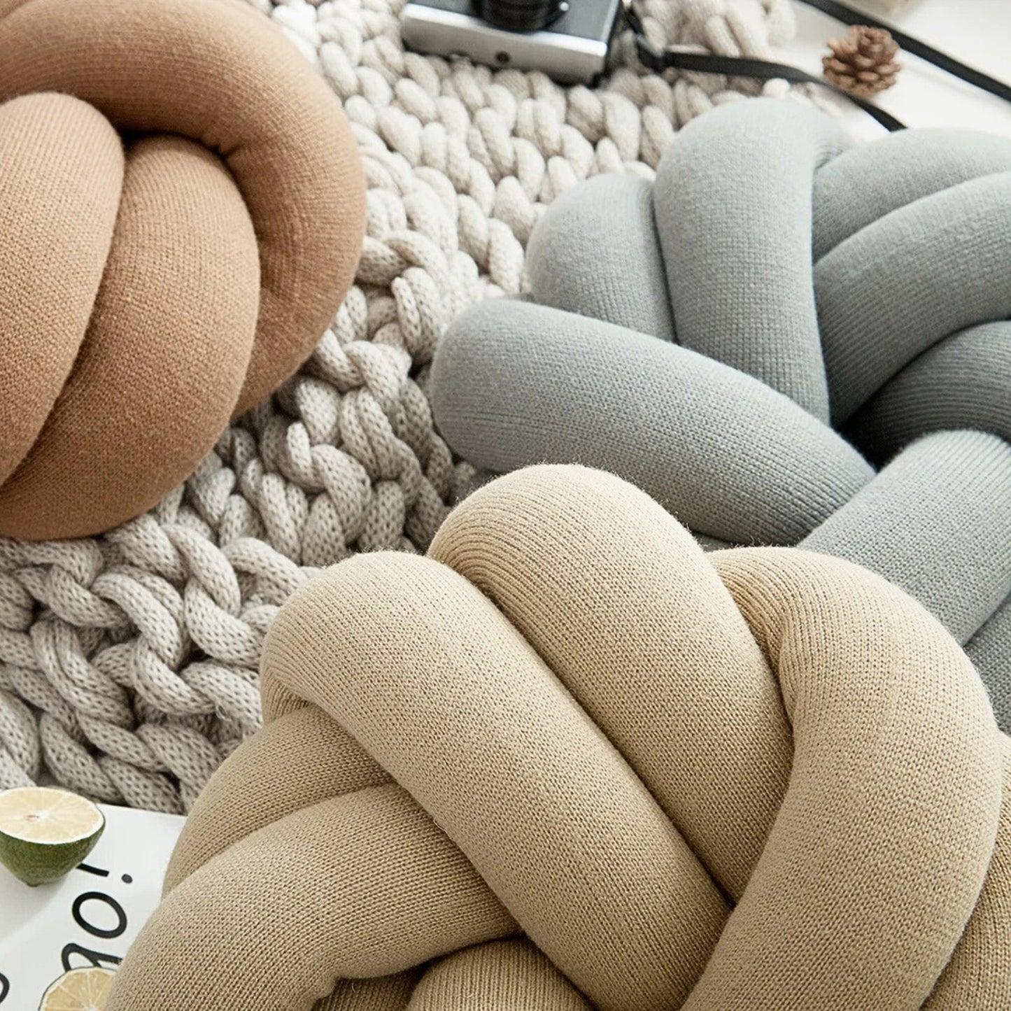 Coussin canapé noeud en coton