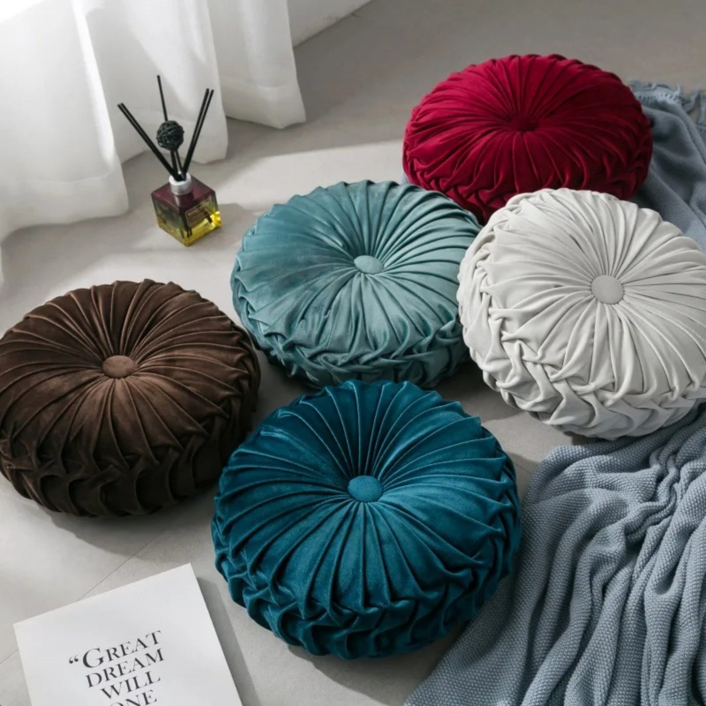 Coussin canapé rond en velours