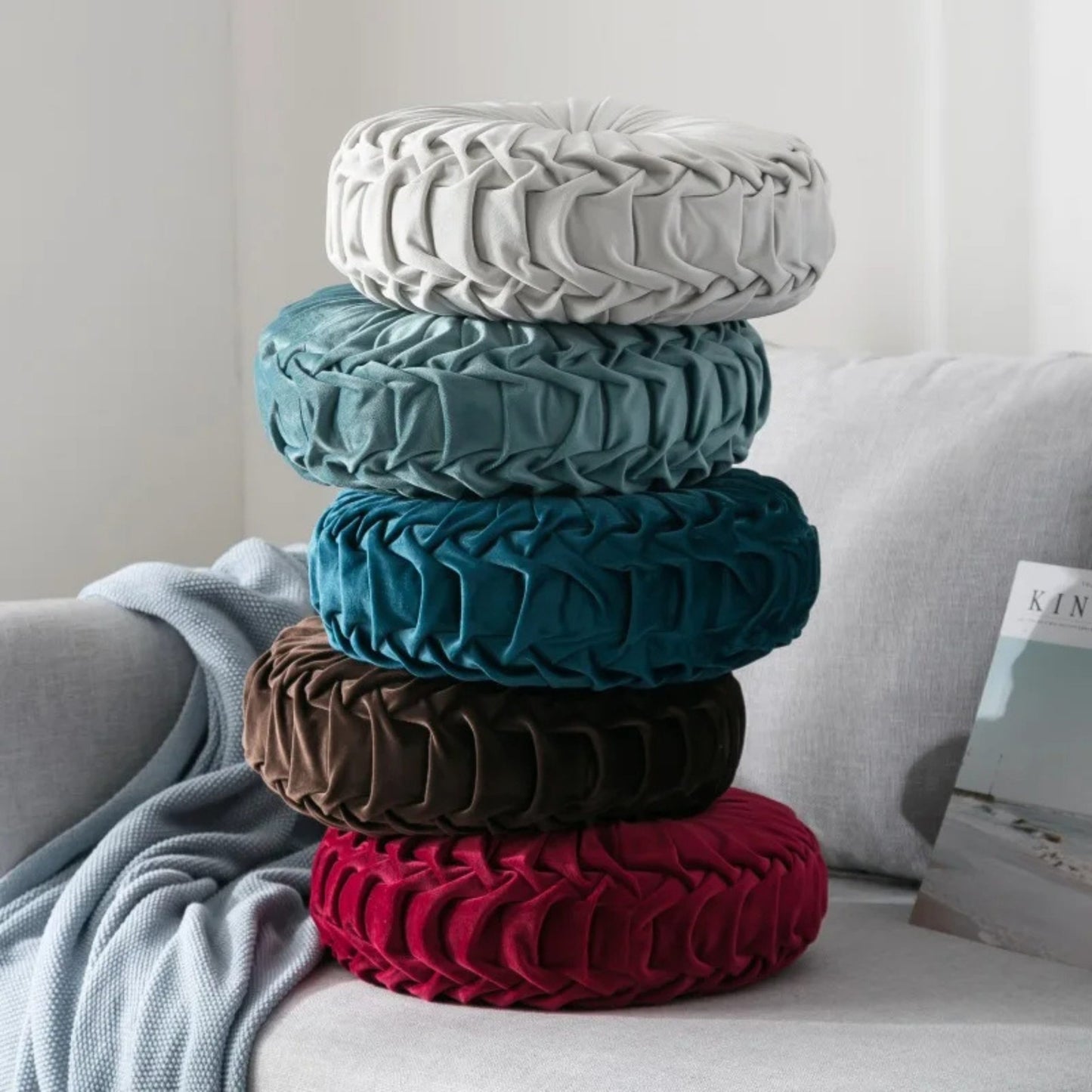 Coussin canapé rond en velours