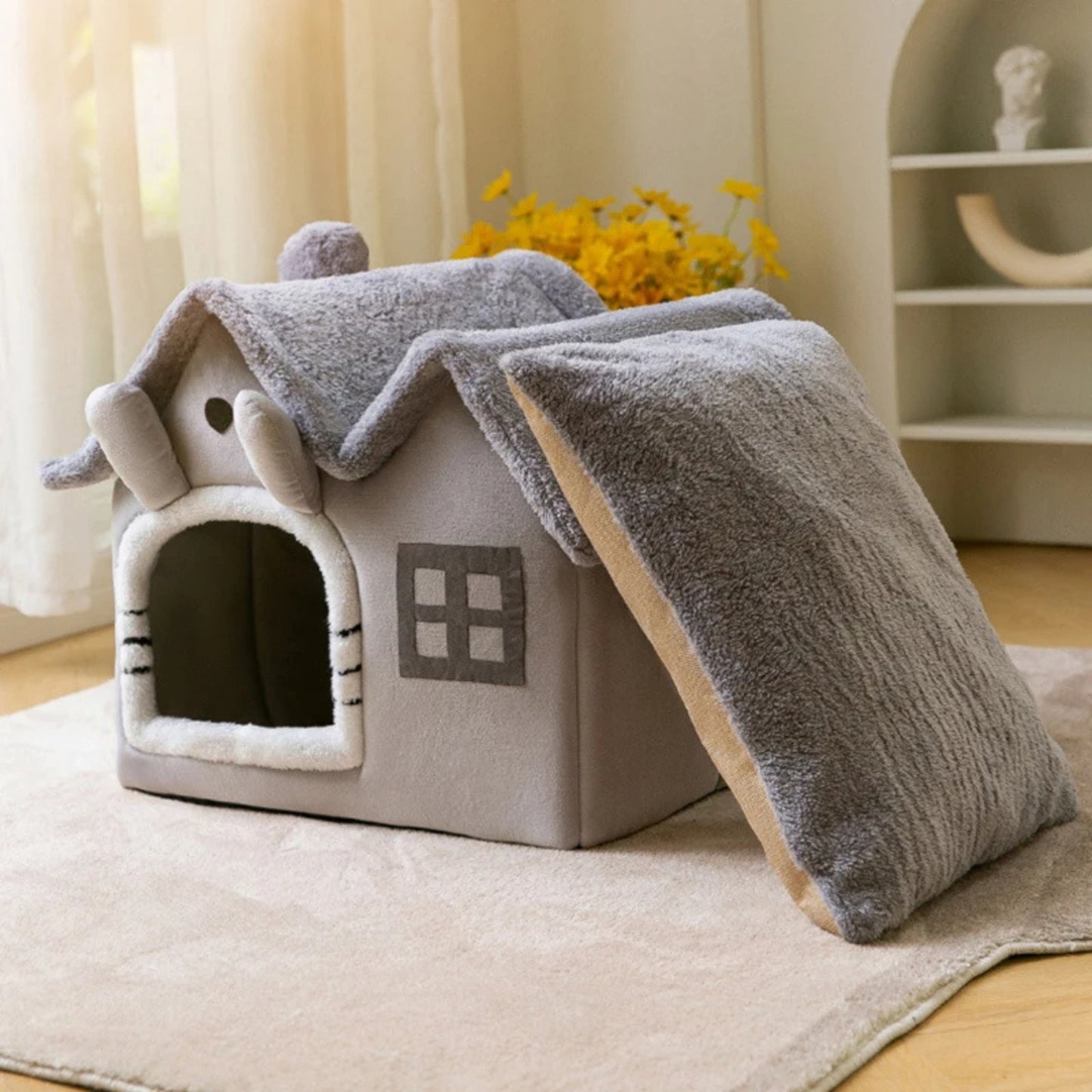 Coussin chat en forme de maison
