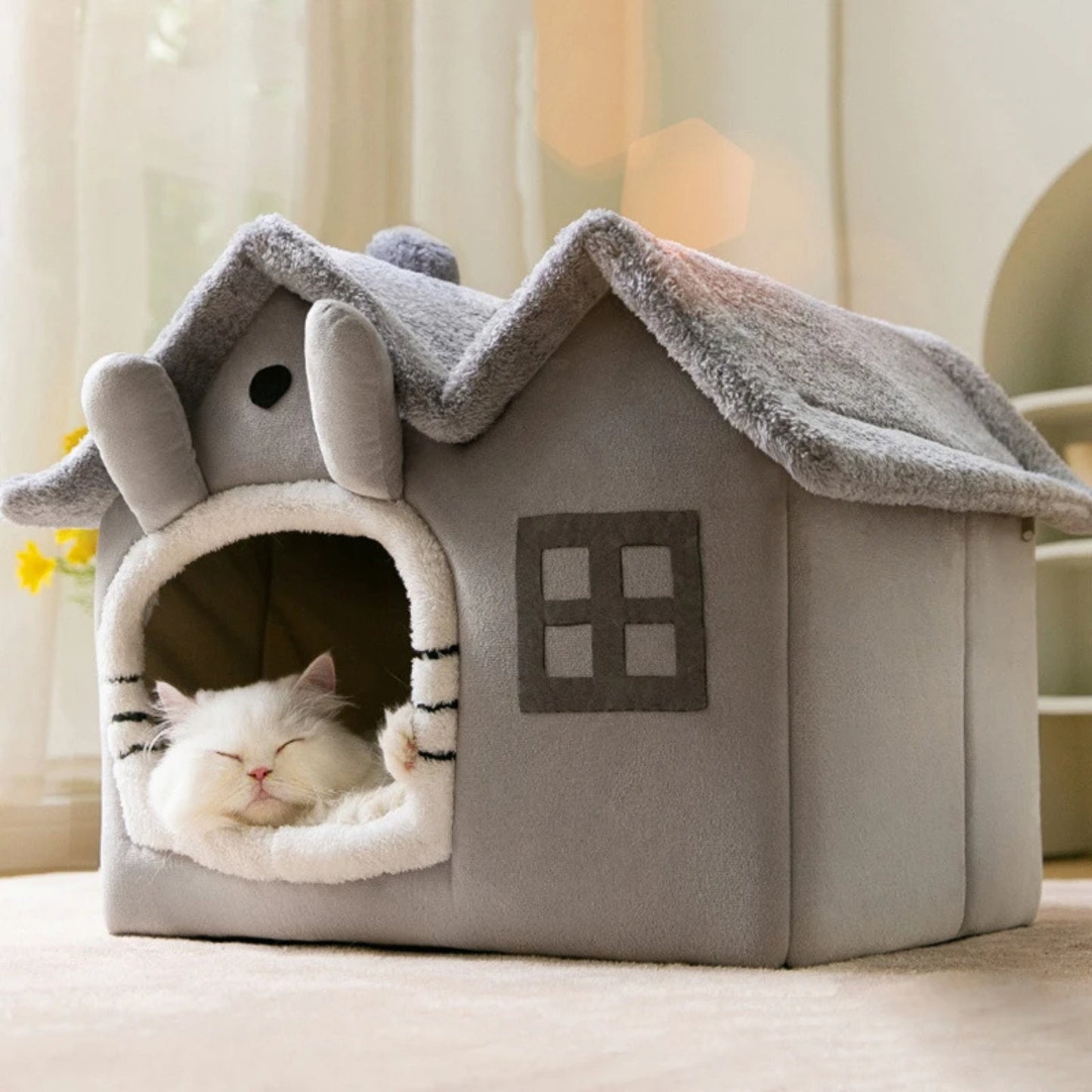 Coussin chat en forme de maison