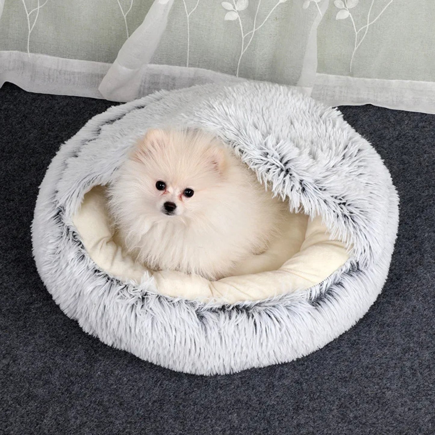 Coussin chat rond en forme de nid