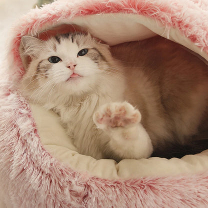 Coussin chat rond en forme de nid