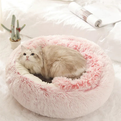 Coussin chat rond en forme de nid