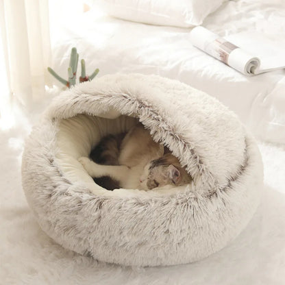 Coussin chat rond en forme de nid