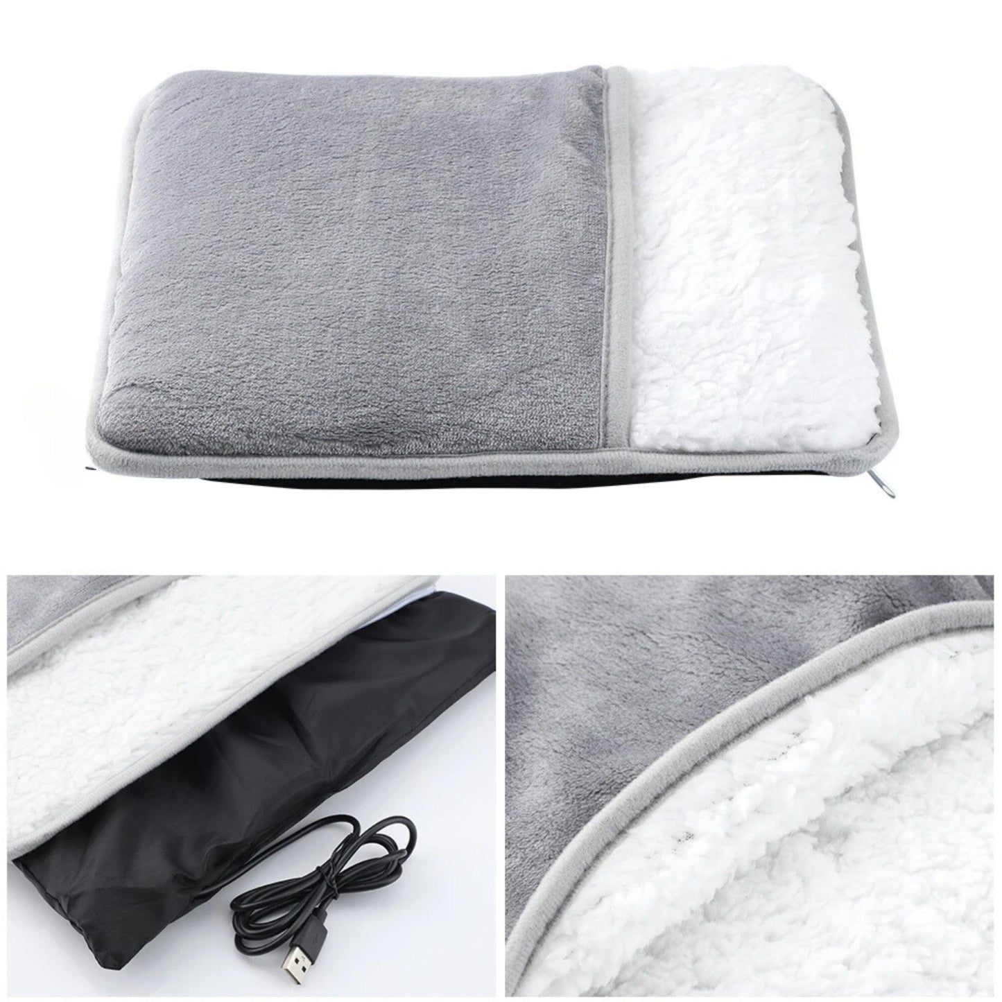 Coussin chauffant doux et lavable pour pieds