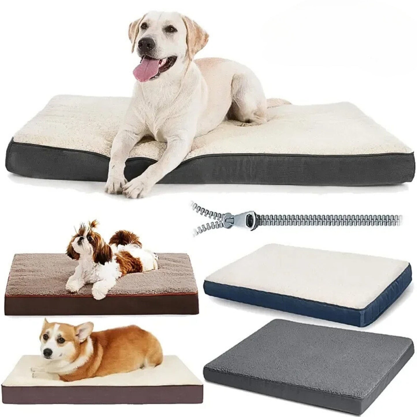 Coussin chien à mémoire de forme lavable
