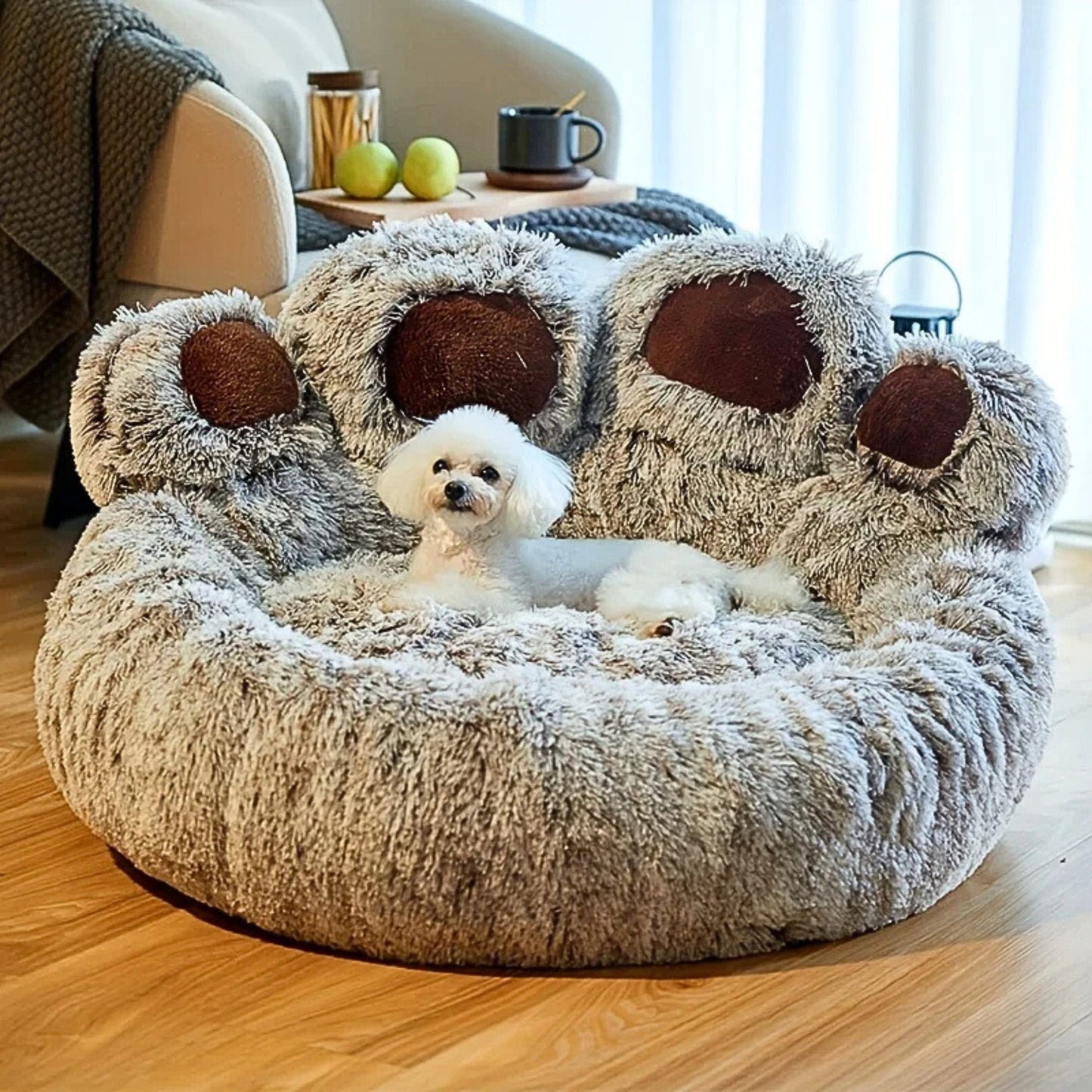 Coussin chien moelleux en patte d'ours