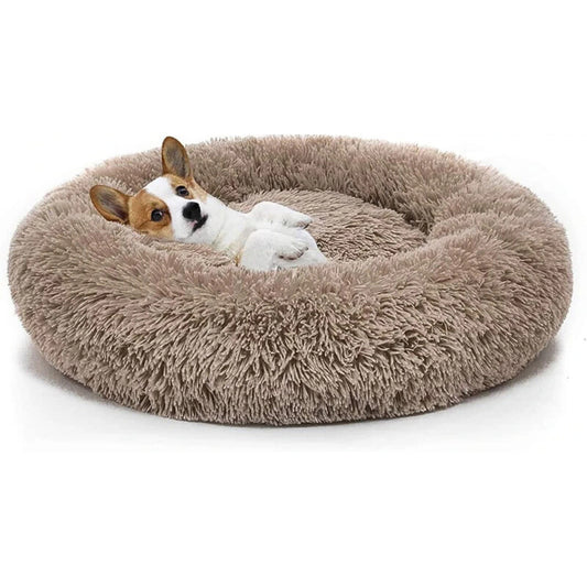 Coussin chien rond ultra-doux et lavable
