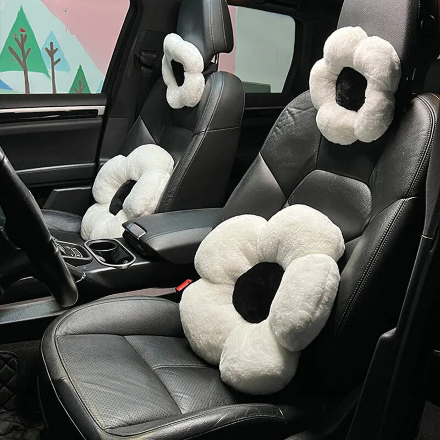 Coussin rond en forme de fleur