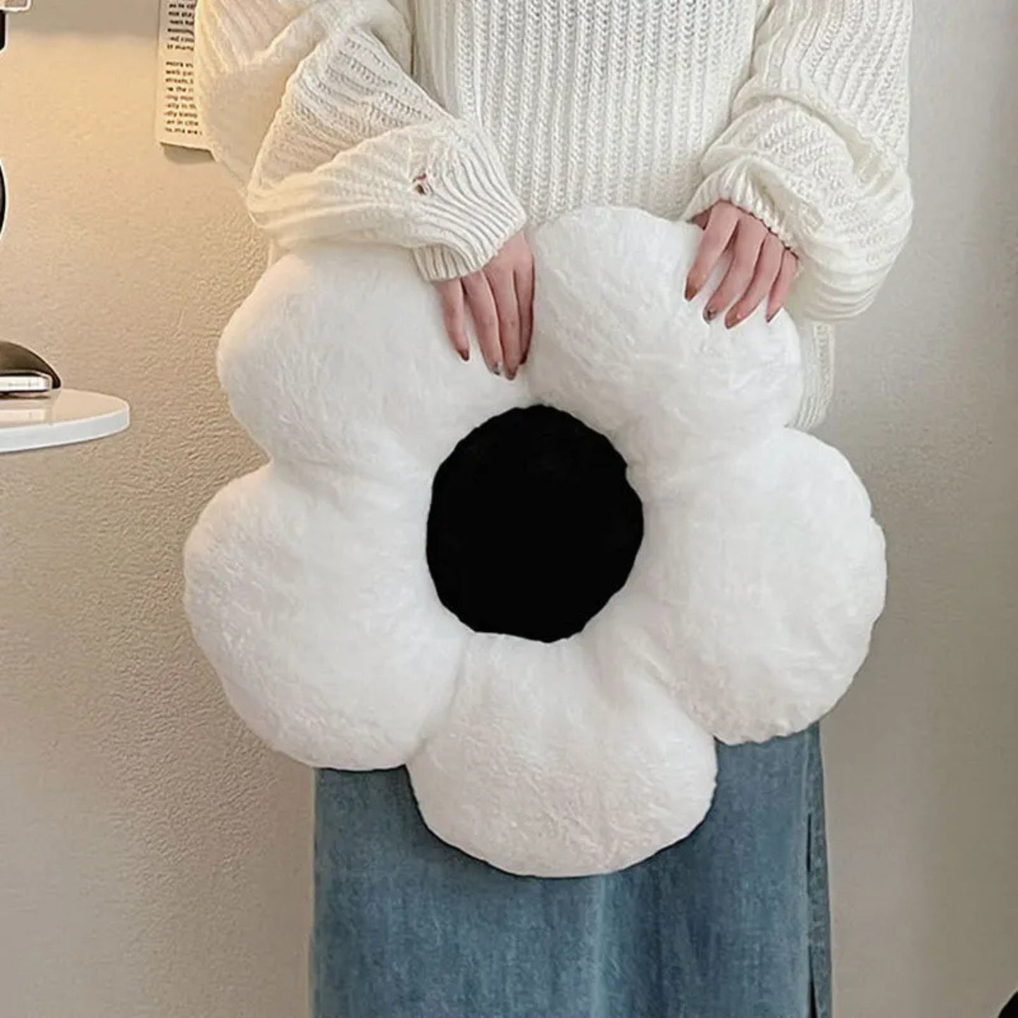Coussin rond en forme de fleur