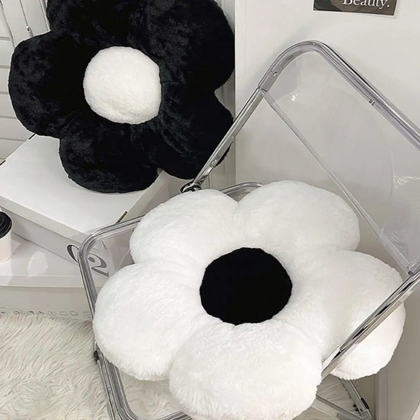 Coussin rond en forme de fleur