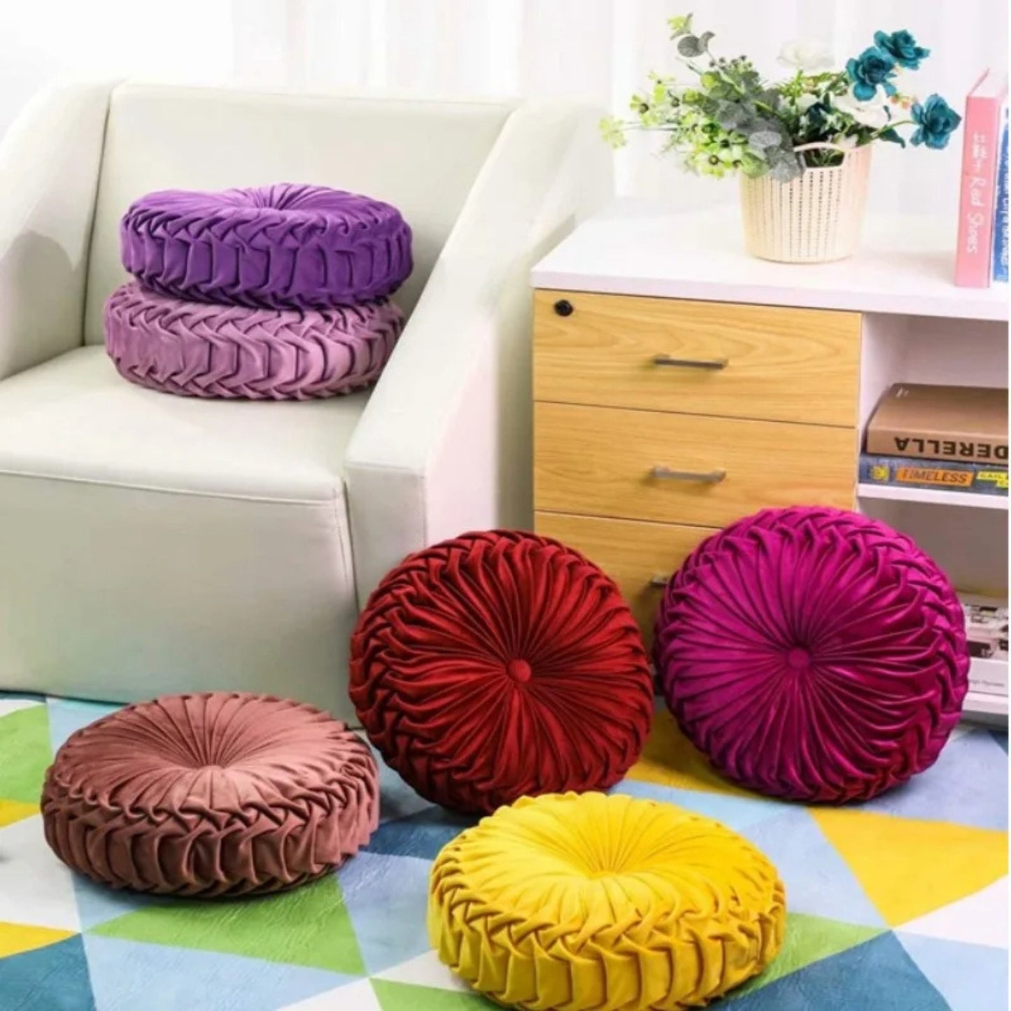 Coussin rond en velours