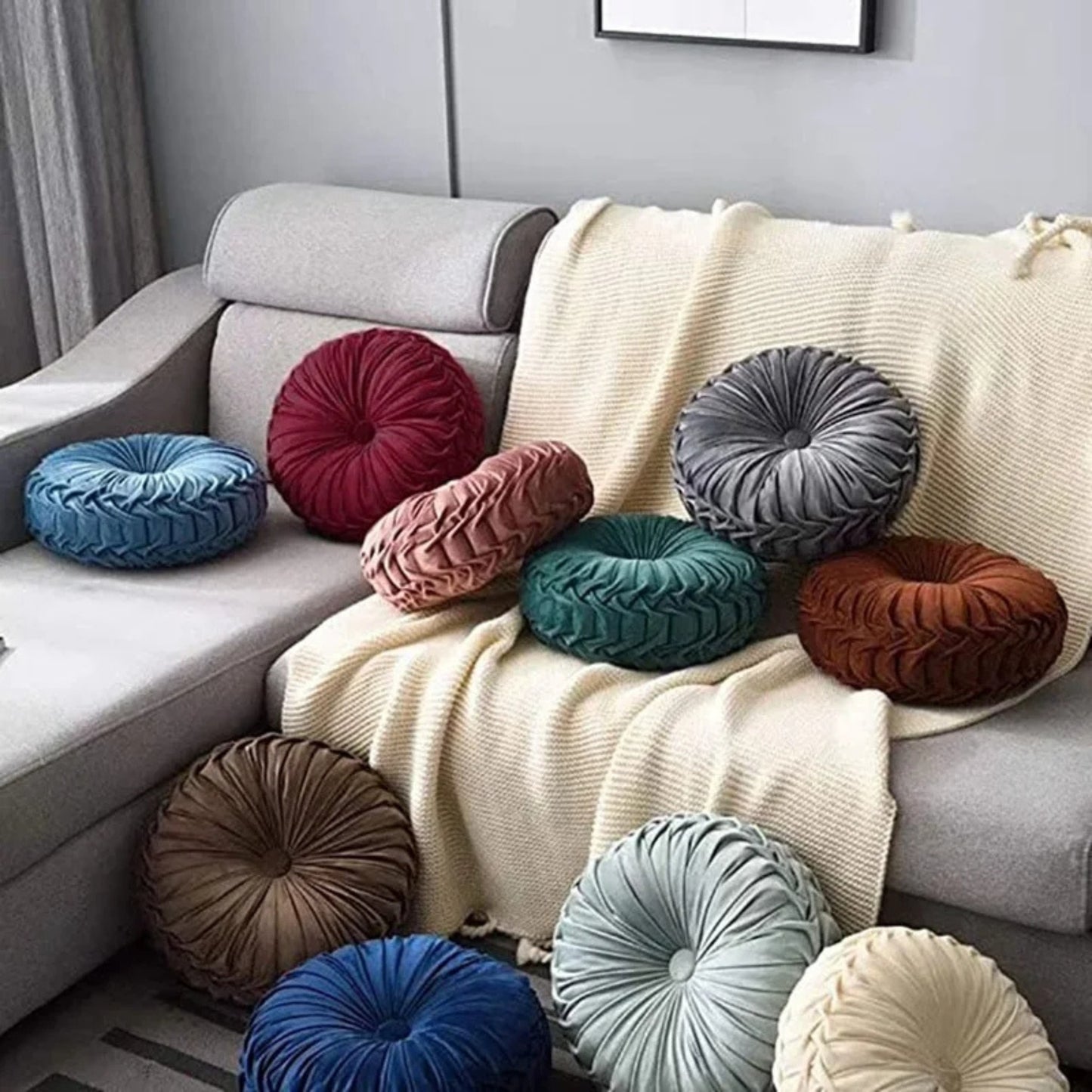 Coussin rond en velours