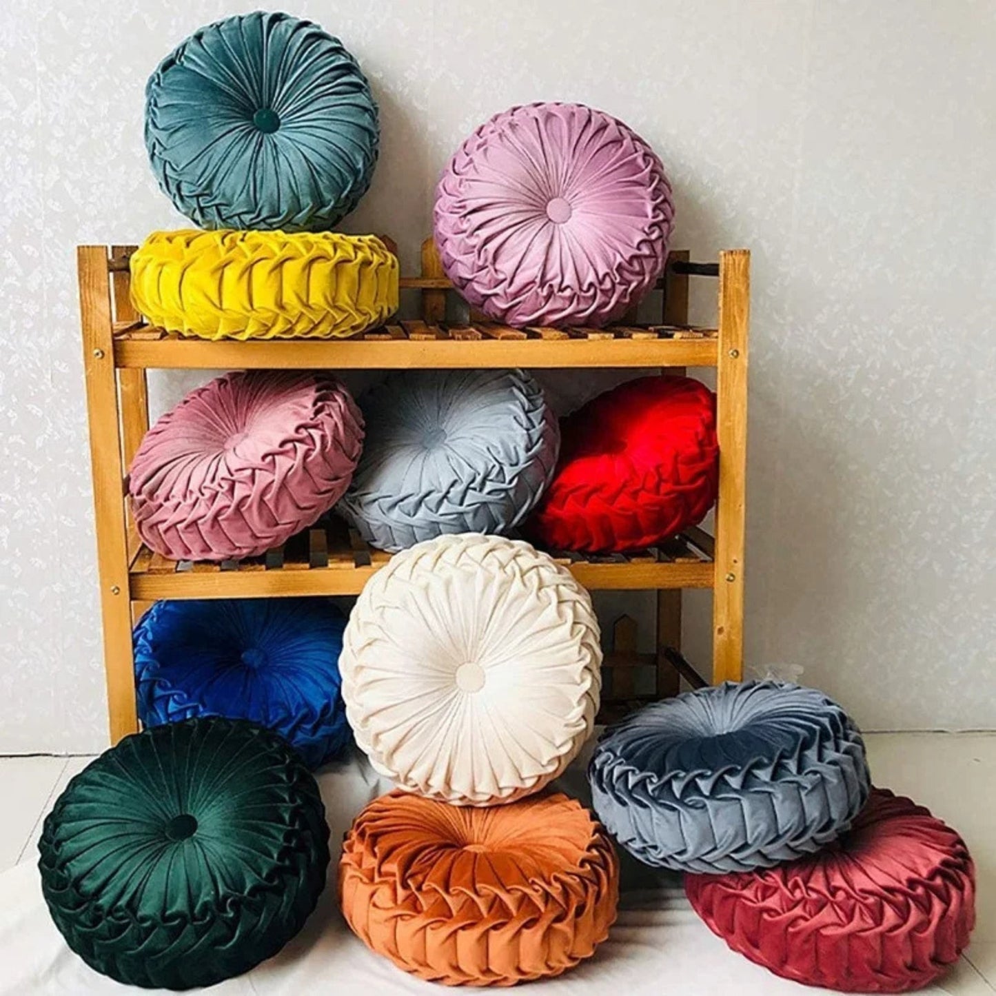 Coussin rond en velours
