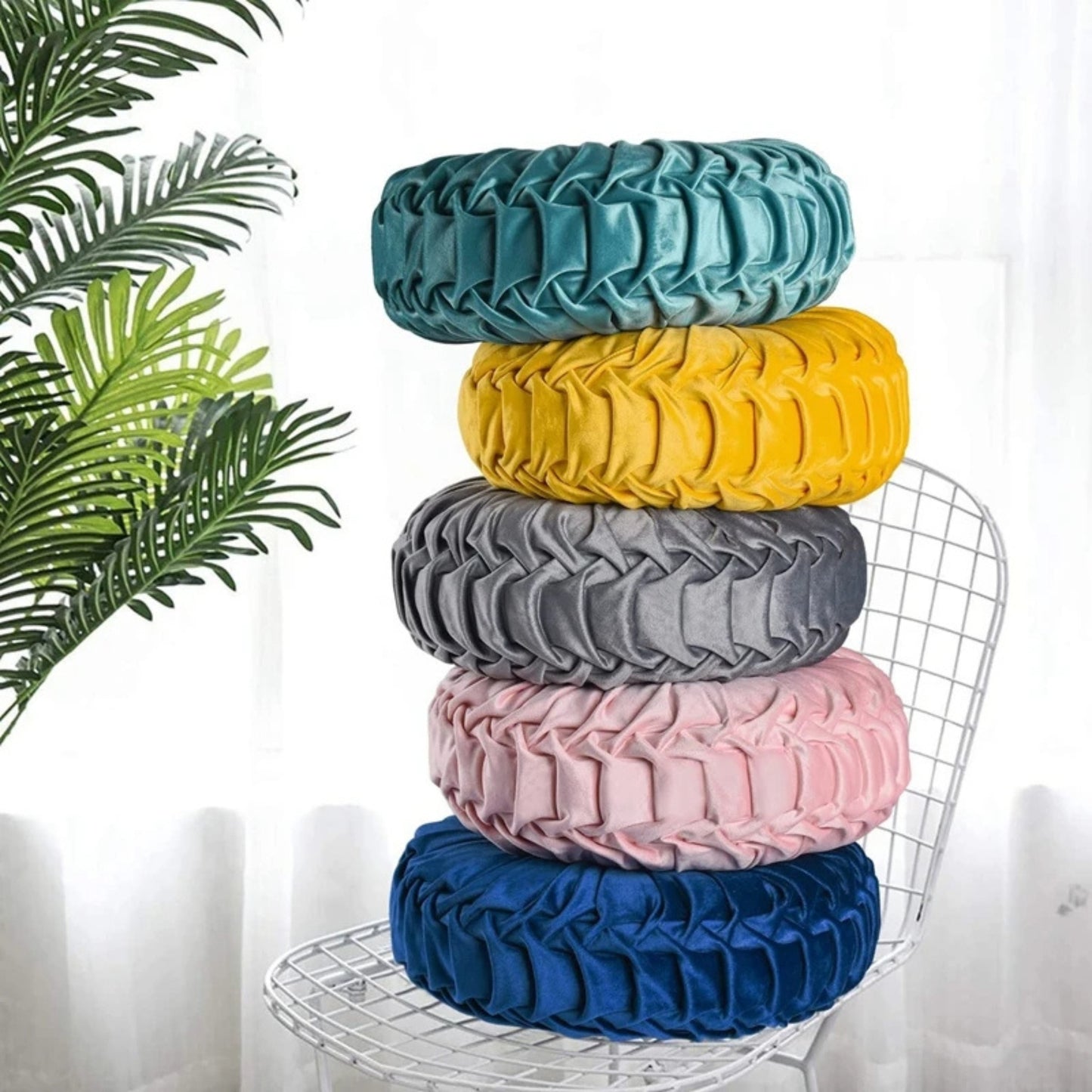 Coussin rond en velours