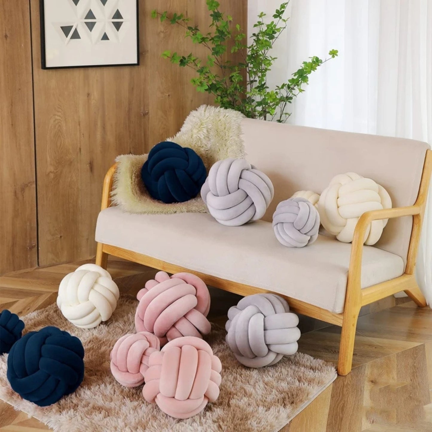Coussin rond noué