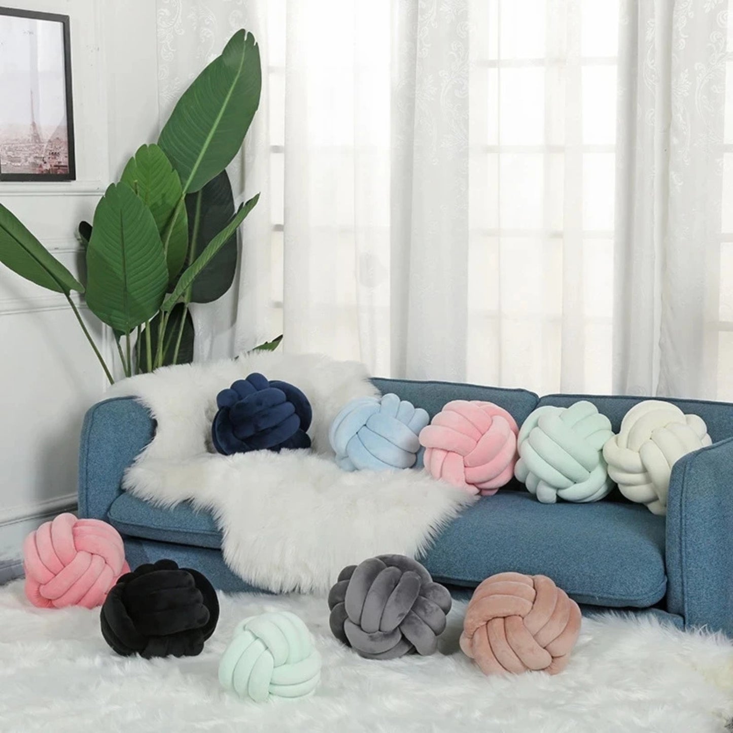 Coussin rond noué